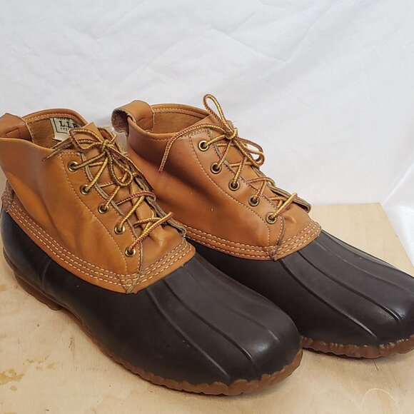 Vintage LL Bean Duck Boots Maine Hunting Shoe Men Size 11 Rubber Leather 5 Eye - Picture 3 of 11